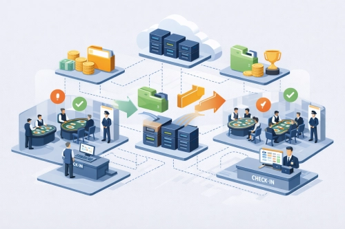 Data exchange between rooms: synchronization, control and analytics